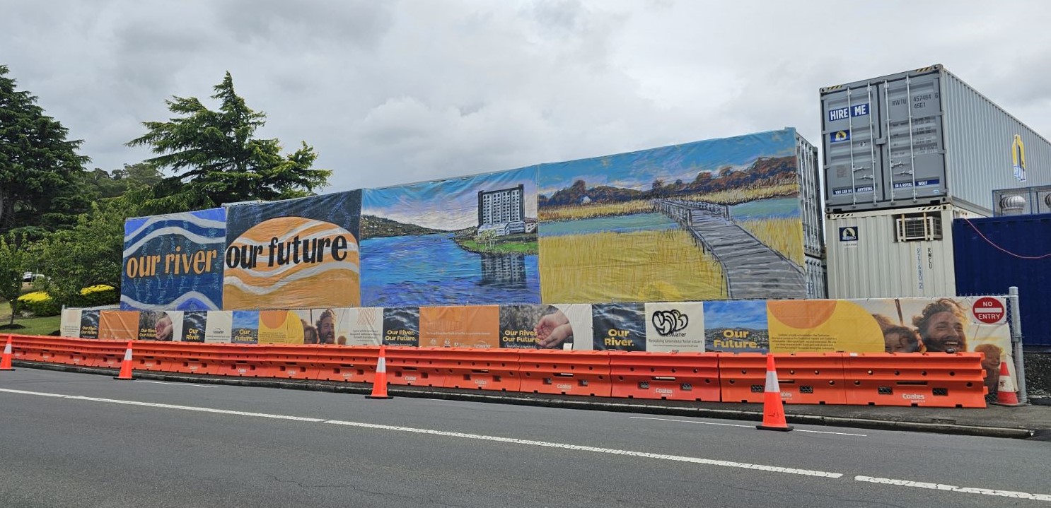Artwork on shipping containers at Kings Park in Launceston
